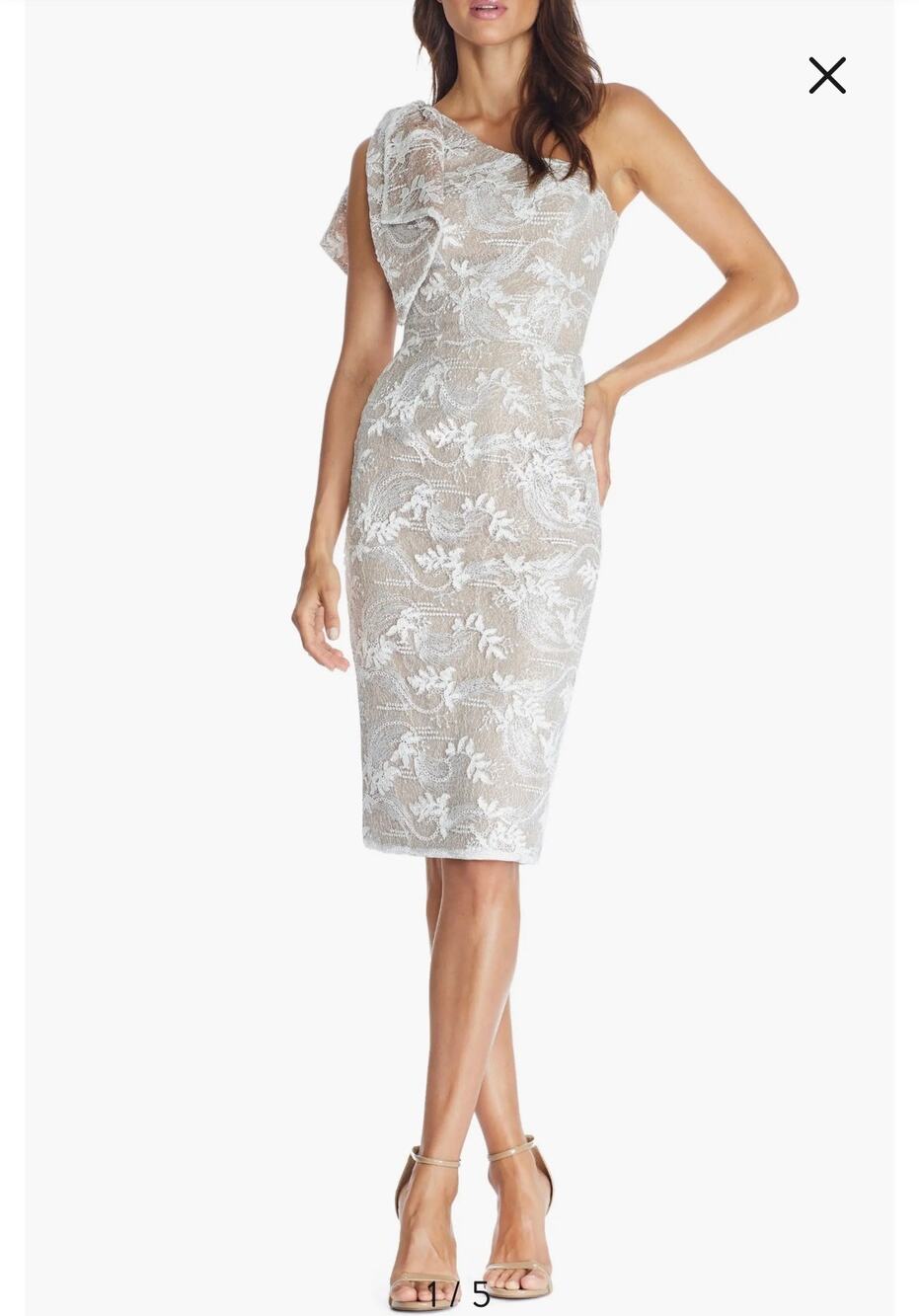 Dress the Population White Nude Thalia One-Shoulder Lace Sheath Dress Size L